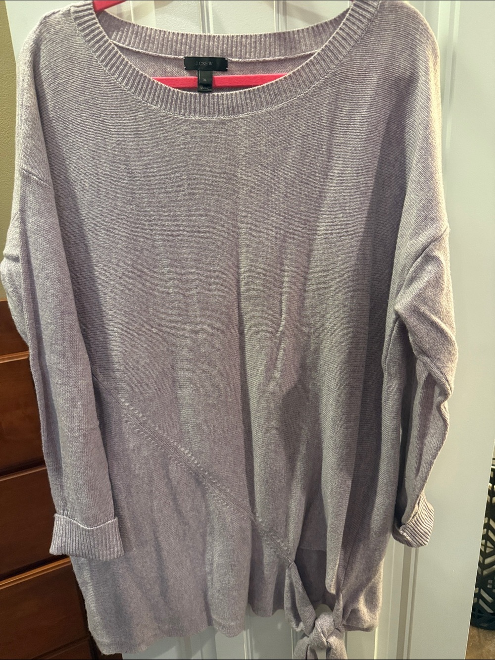 LOFT Lavender Tie-Hem Scoop Neck Sweater